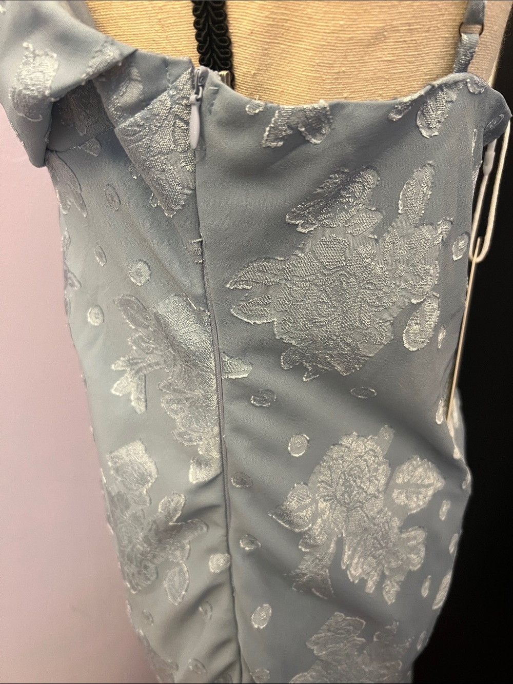 The Veda Light Blue Floral Lace Midi Slip Dress - Picture 5 of 5